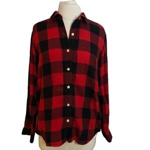 𝅺LEVI'S Red Buffalo Plaid Button Front And Back Boyfriend Fit Shirt Size Medium
